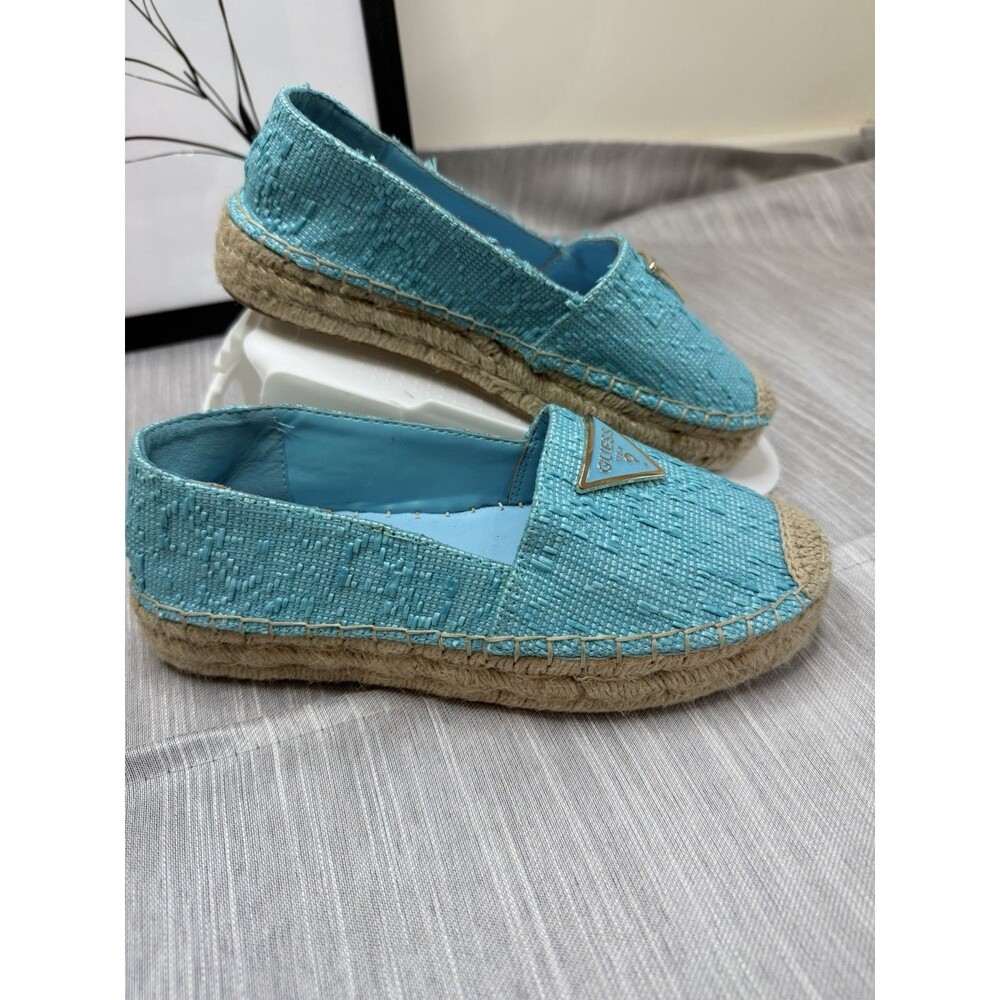 GUESS  Teal And Tan  Mones Jute Casual Espadrille Flats Women's Size 5m